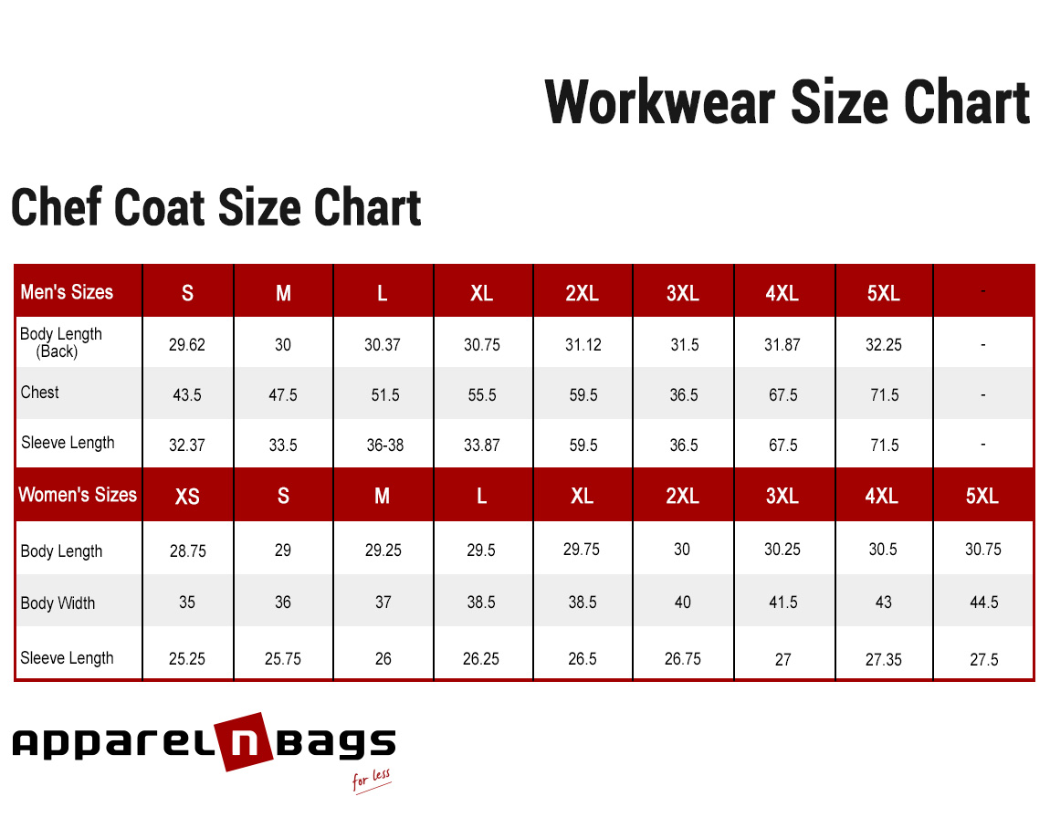 Chef Works Size Chart Usa Factory Sale Www jkuat ac ke