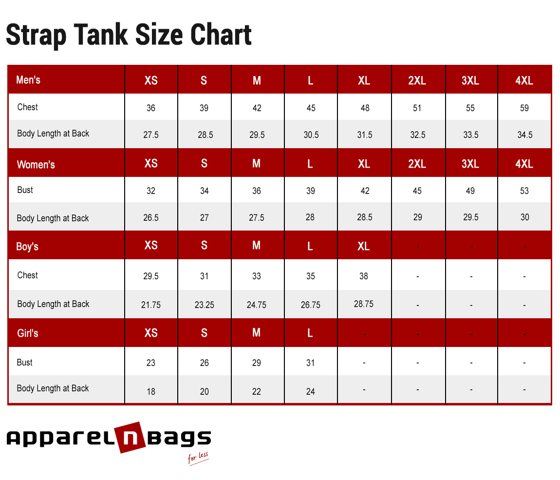 Strap Tank Size Chart
