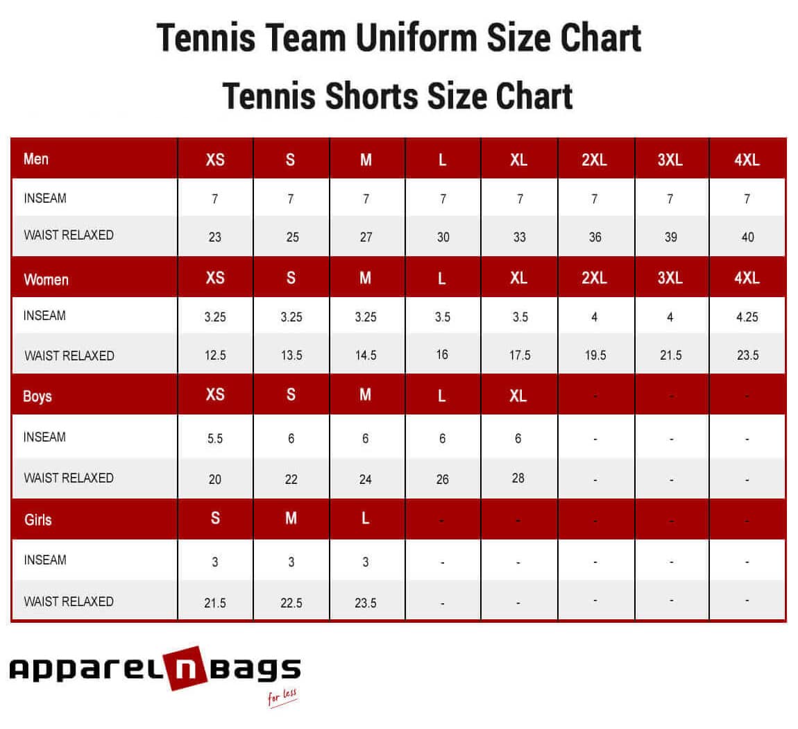 Accurate Tennis Uniforms Size Chart and Measurement Guide