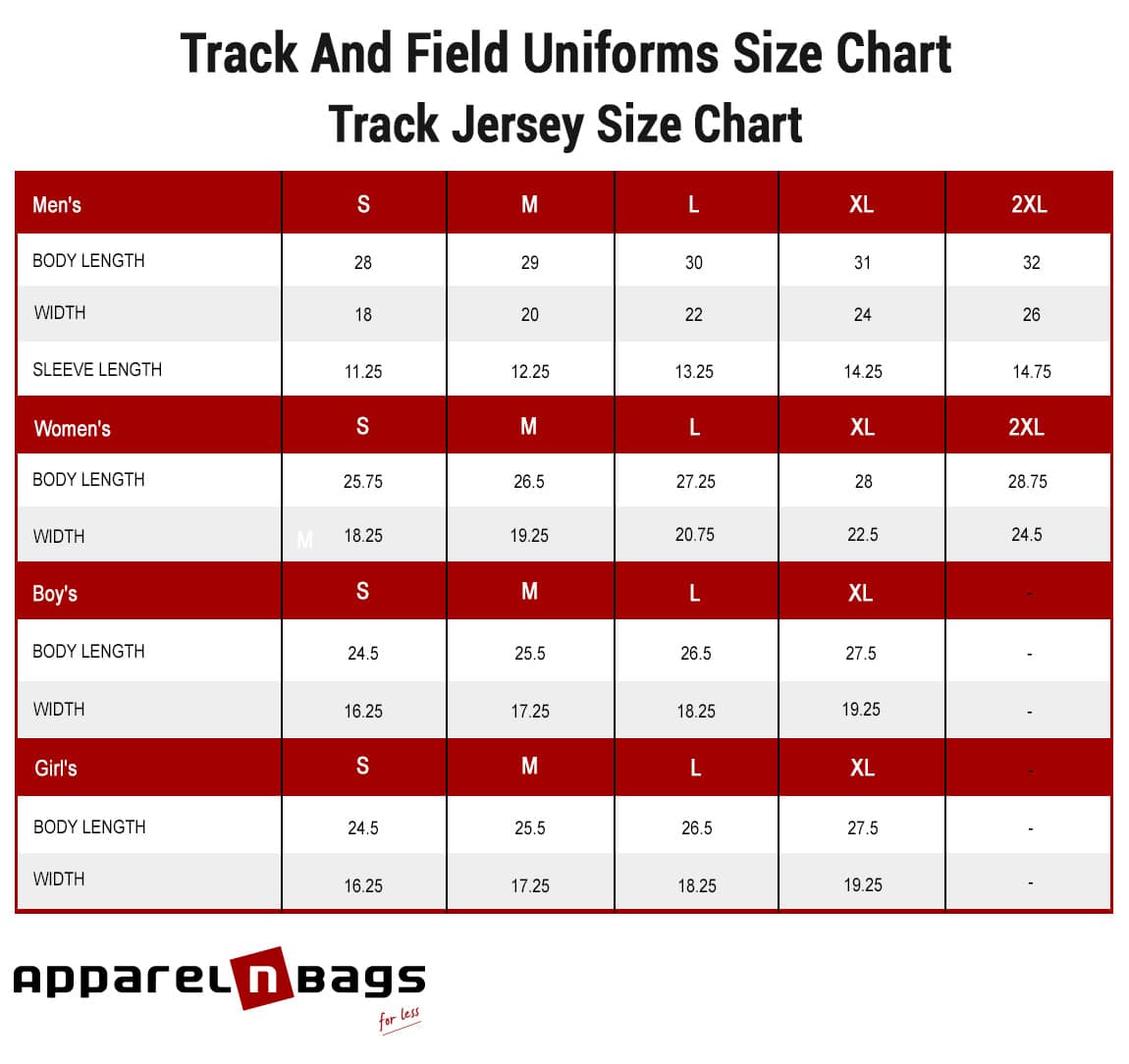 on field jersey size chart