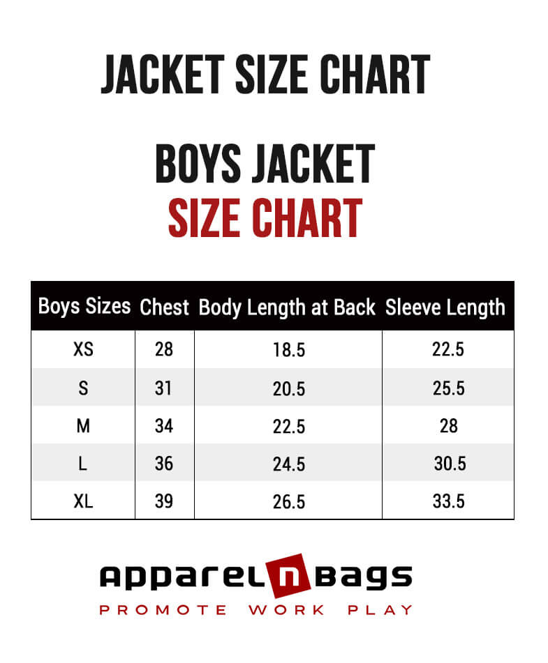 Jacket Size Chart and Jacket Measurement Guide - Apparelnbags