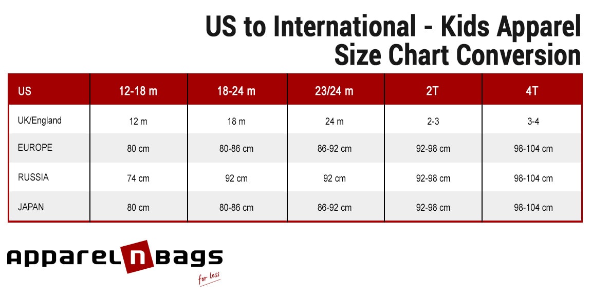 International Kids Apparel Sizechart 