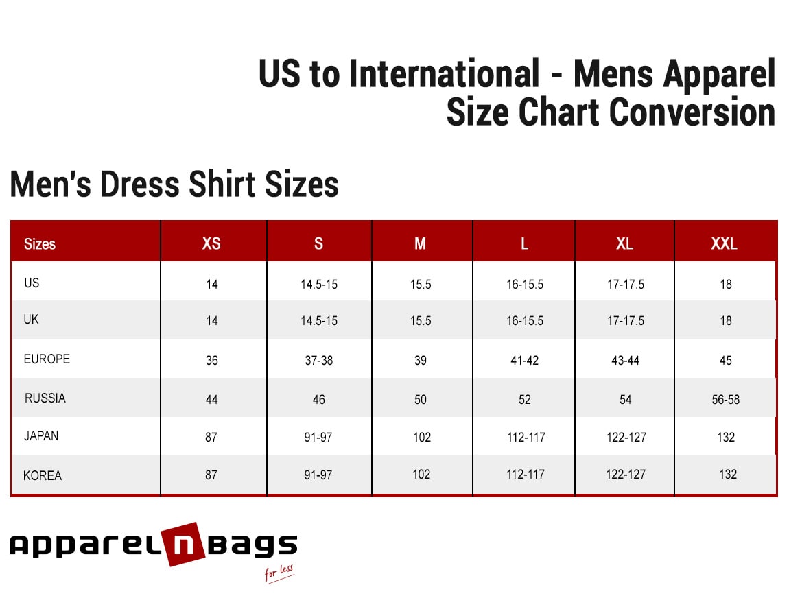 shirt size conversion chart 