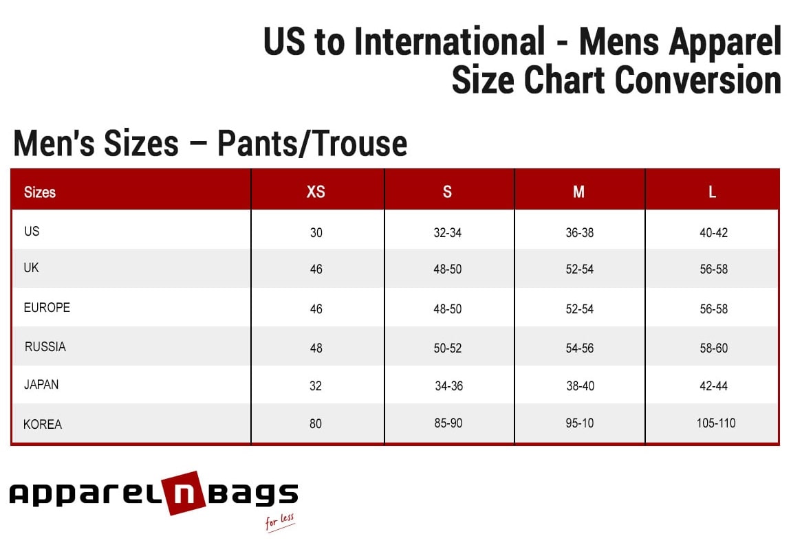 International Men Size Chart Conversion 