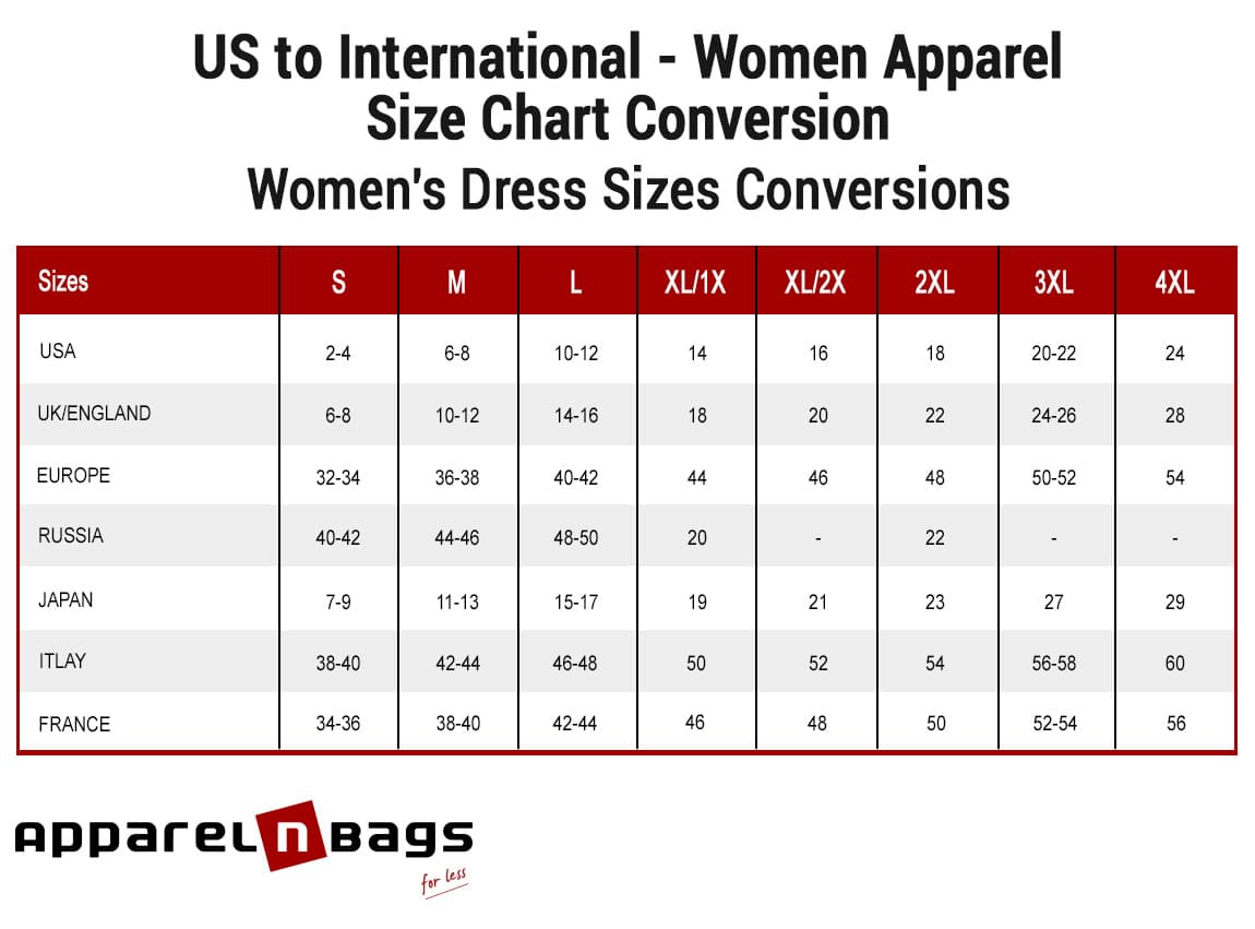 Women Apparel Size Conversion Chart