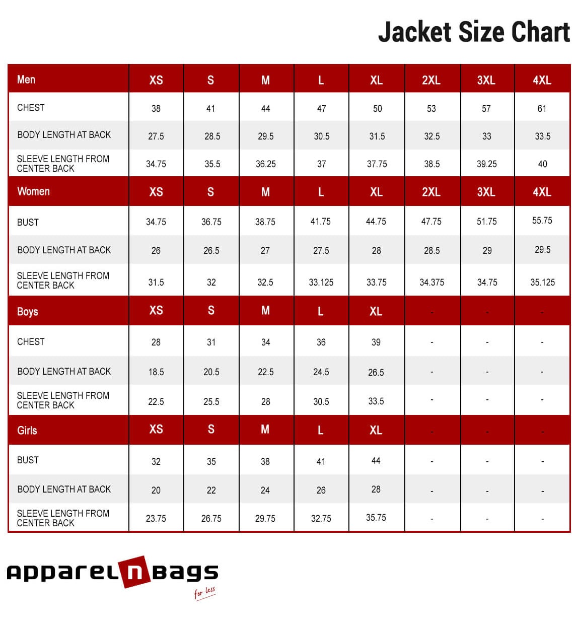 Men s Jacket Size Chart Cm At Mayra Jeremiah Blog