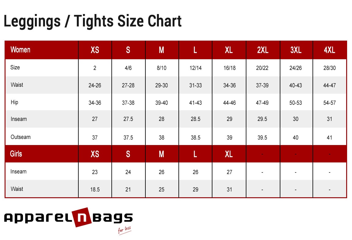 Leggings / Tights Size Chart