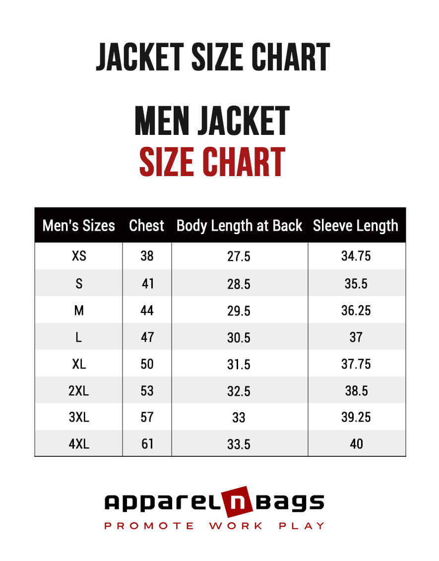 Jacket Size Chart and Jacket Measurement Guide - Apparelnbags