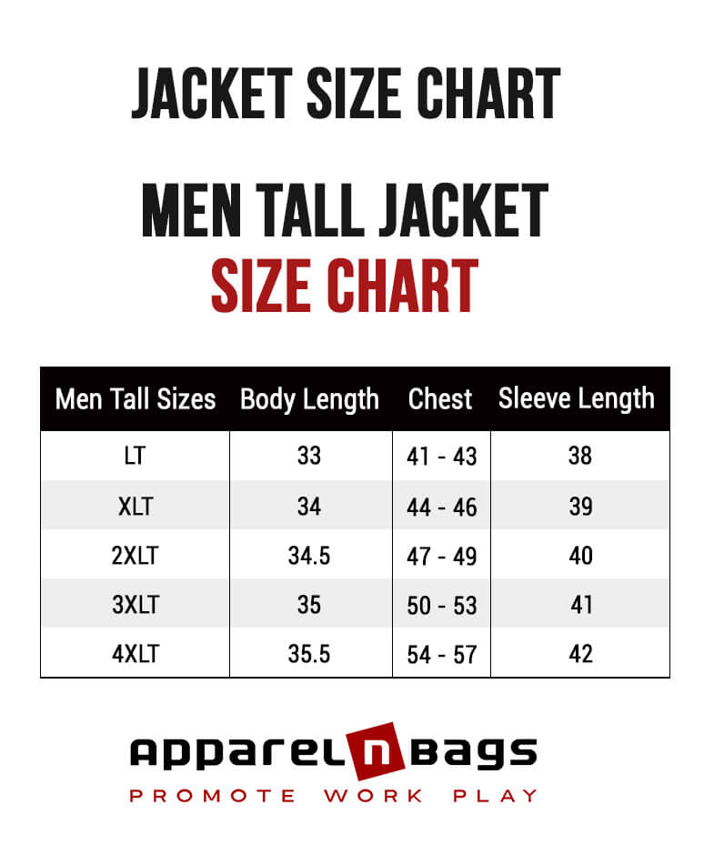 Men Tall Jacket Size Chart