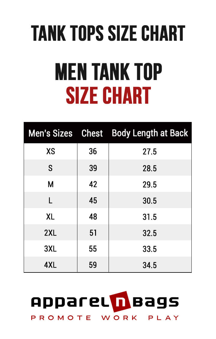 Tank Top Size Chart & Measurements Guide – ApparelnBags