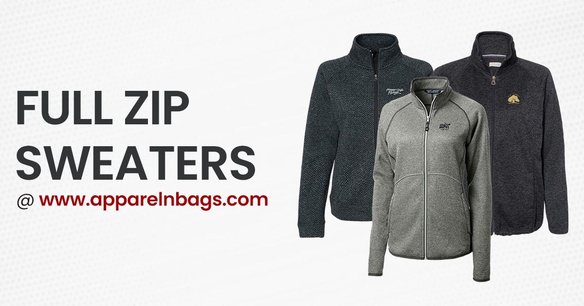 Shop Affordable Custom Full Zip Sweaters at ApparelnBags