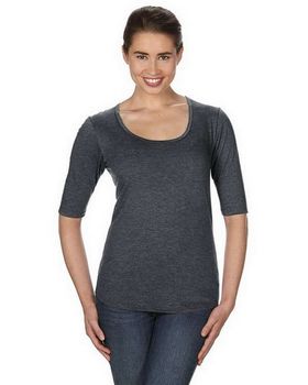 Anvil 6756L Women's Triblend Deep Scoop Half Sleeve T-Shirt