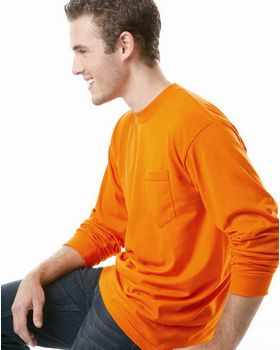 Bayside 1730 Men's 50/50 Long Sleeve Pocket T-Shirt
