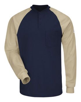 Bulwark SEL4 Long Sleeve Color-Block Tagless Henley Shirt