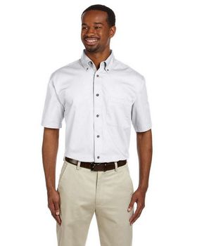 Harriton M500S Men's Easy Blend Short-Sleeve Twill Shirt with Stain-Release