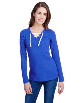 Lat LA3538 Ladies Long-Sleeve Fine Jersey Lace-Up T-Shirt