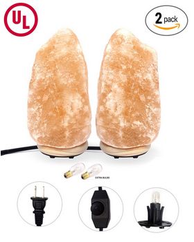 Natures Artifacts Himalayan Rock Salt Lamp With Chord &amp; Dimmer Extra Bulb Pack 2