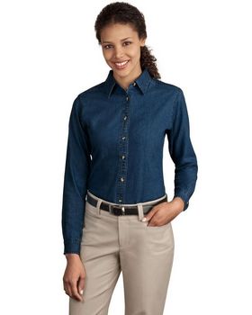 Port &amp; Company LSP10 Ladies Long Sleeve Value Denim Shirt