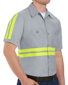 Red Kap SP24EL Mens Enhanced Visibility Industrial Work Shirt Long Sizes
