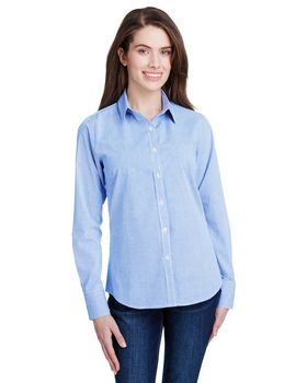 Artisan Collection RP320 Ladies Microcheck Gingham Long-Sleeve Cotton Shirt
