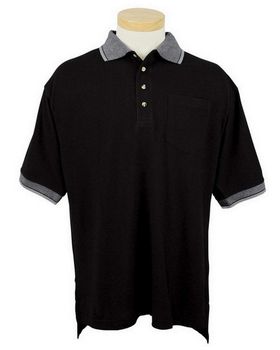 Tri-Mountain 197 Mercury Cotton Pique Pocketed Golf Shirt with Jacquard Trim