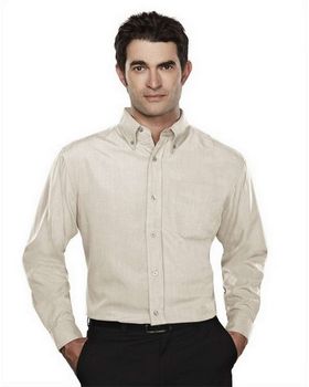 Tri-Mountain 860 Men's rayon/poly long sleeve shirt with mini-houndstooth pattern