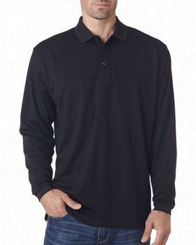 Ultraclub 8210LS Men's Cool &amp; Dry Long Sleeve Mesh Pique Polo