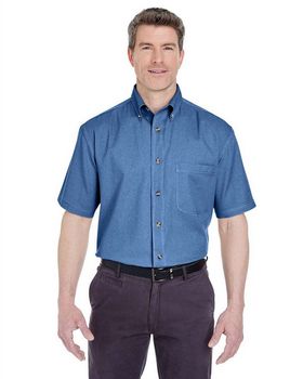 Ultraclub 8965 Men's Short-Sleeve Denim Shirt