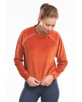 Us Blanks US538 Ladies Velour Long Sleeve Crop T-Shirt