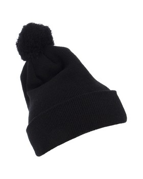 Yupoong 1501P Cuffed Knit Beanie with Pom Pom Hat