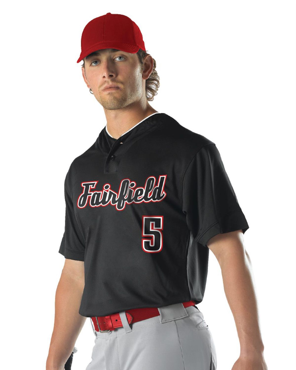 Alleson Athletic 52MTHJY  Alleson Athletic 52MTHJY Youth Two Button Mesh Baseball Jersey With 