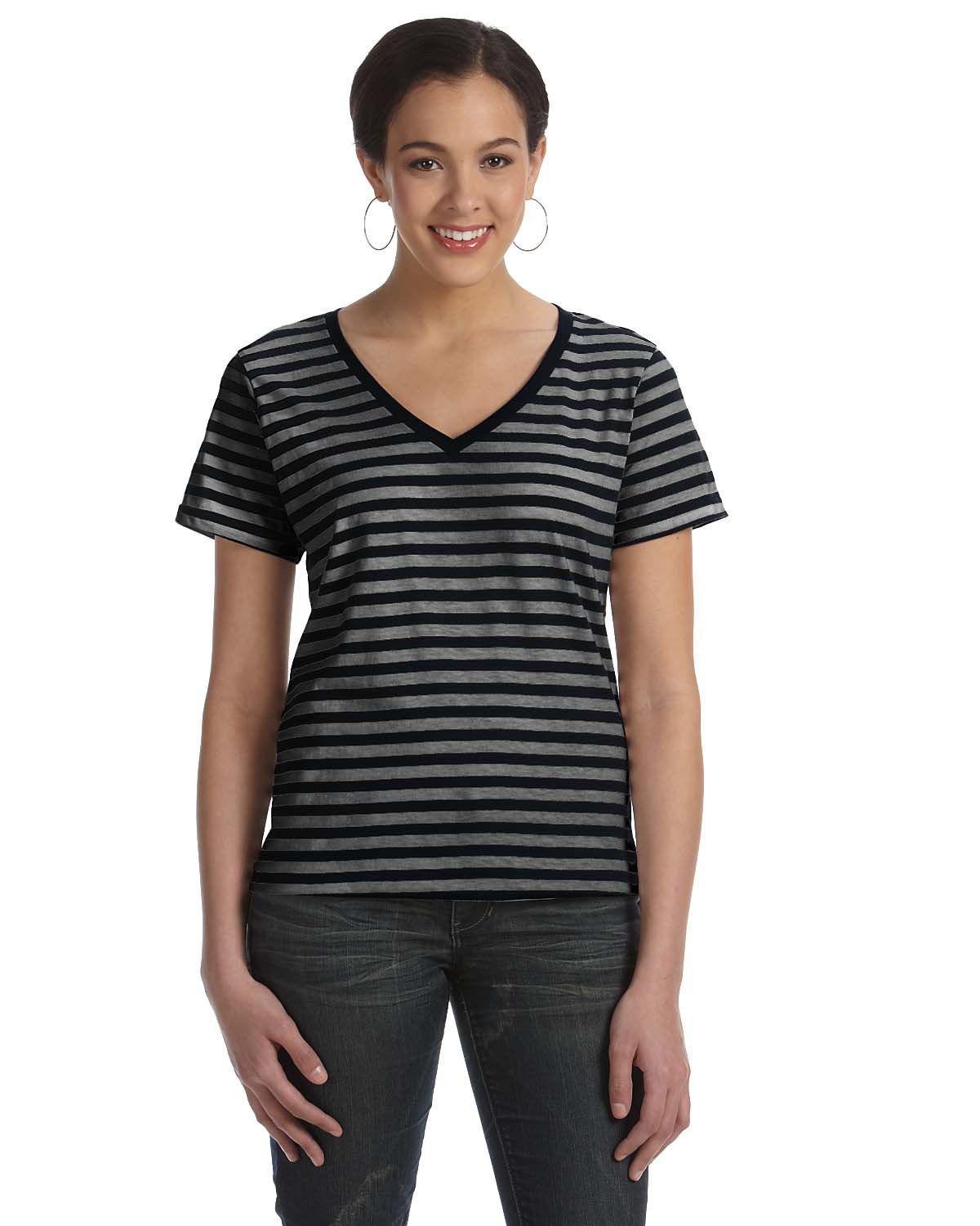 Anvil 8823 | Anvil 8823 Women's Striped V-Neck T-Shirt