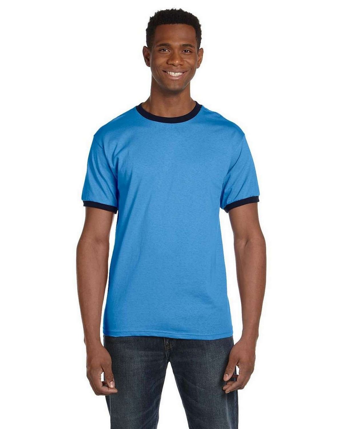 Anvil Mens Size S-3XL NEW 2 Tone Cotton Blend Ringer Contrast T-Shirt Team Sport 