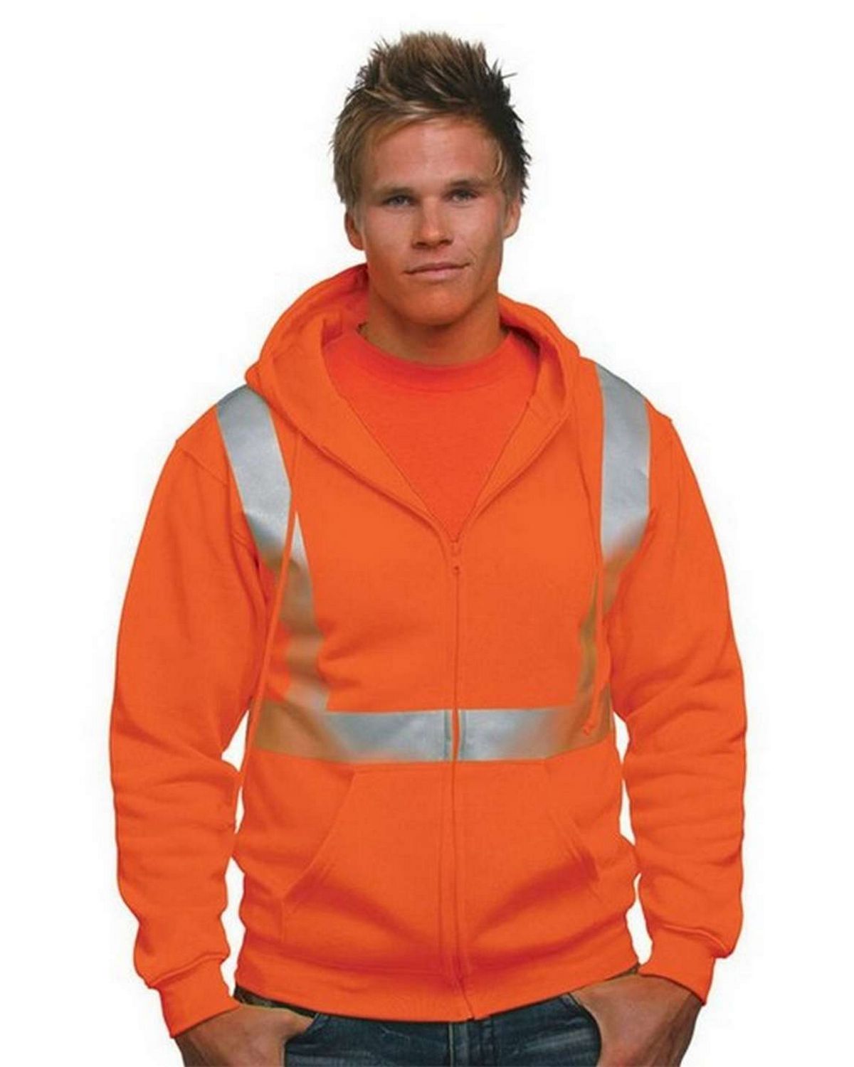 Bayside BA3790 Hi Visibility Full Zip Hooded Sweatshirt