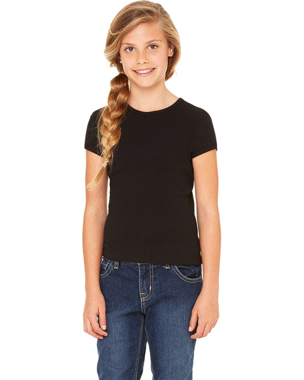 Buy Bella + Canvas B9001 Girl's 5.8 oz. 1x1 Baby Rib Crew Neck T-Shirt