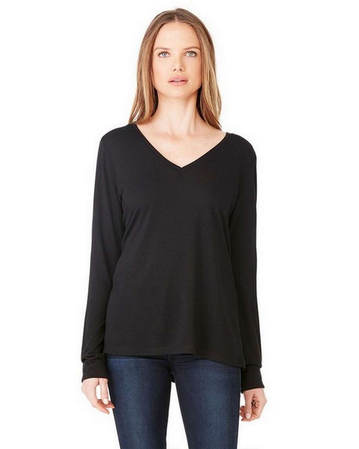 Bella + Canvas 8855 Ladies Long-Sleeve Flowy V-Neck