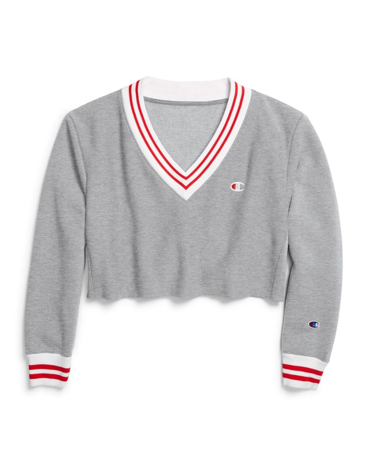white champion v neck sweatshirt
