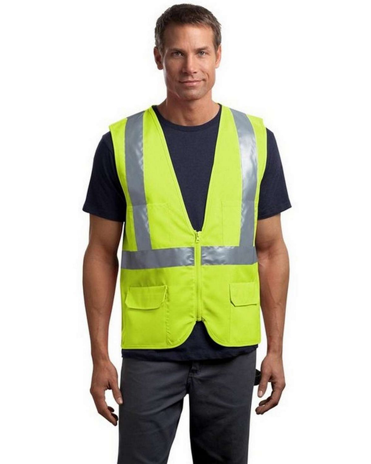 Jackson Safety ANSI Class 2 Mesh Standard Style Polyester Safety Vest with Silver Beaded Reflective 5 Point Breakaway 