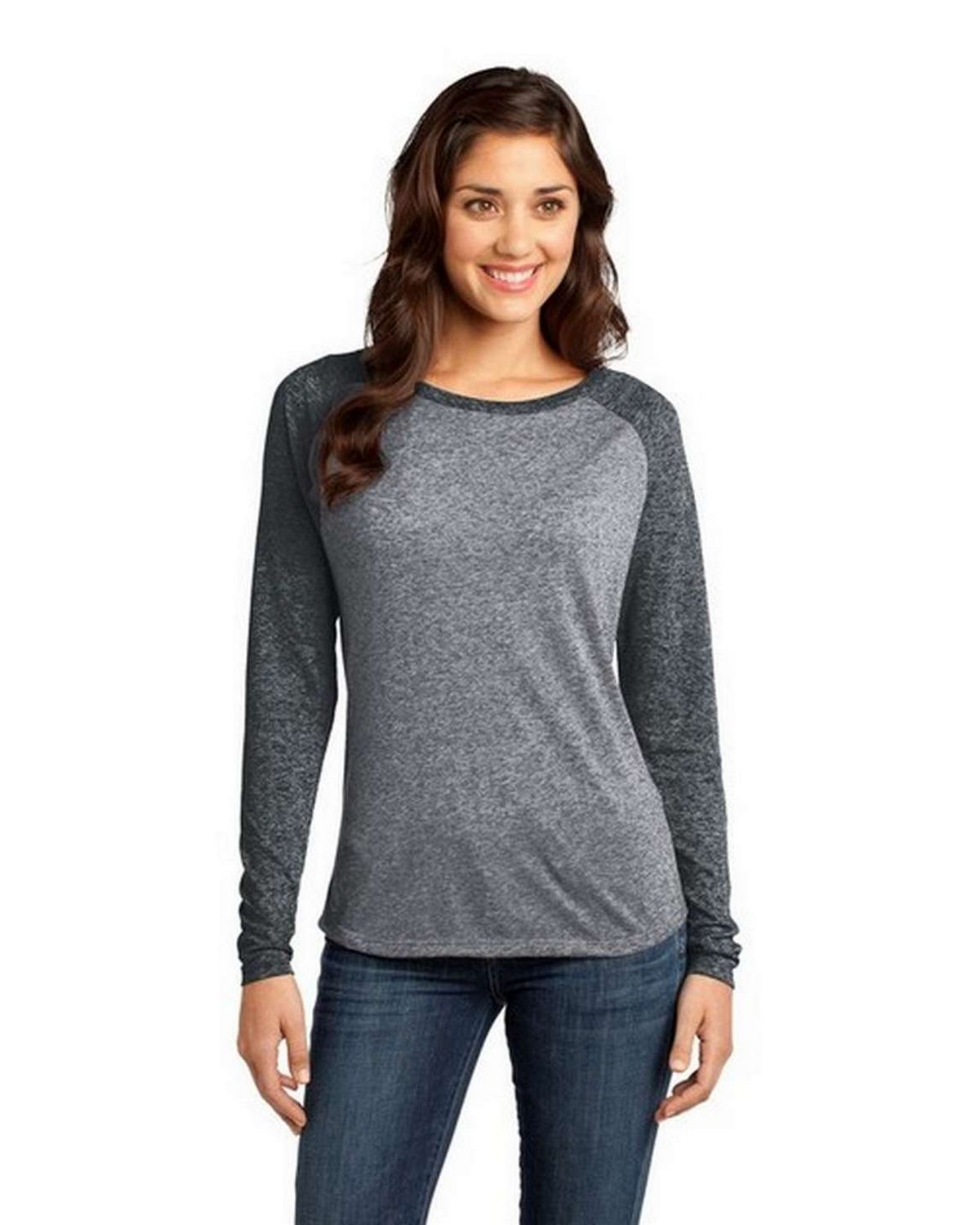 District DT262 Juniors Microburn Long Sleeve Raglan Tee