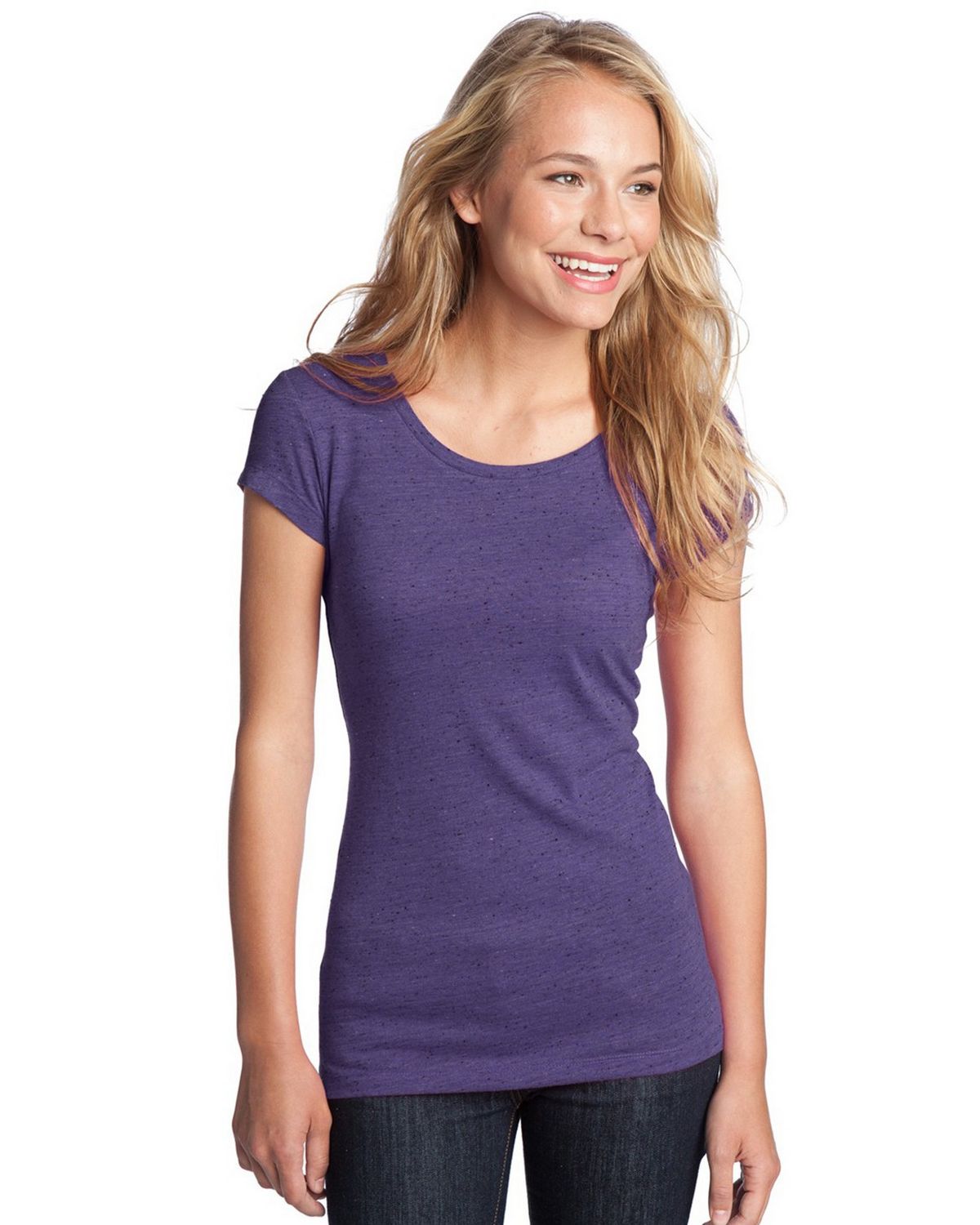 District DT270 Juniors Textured Girly Crew Tee