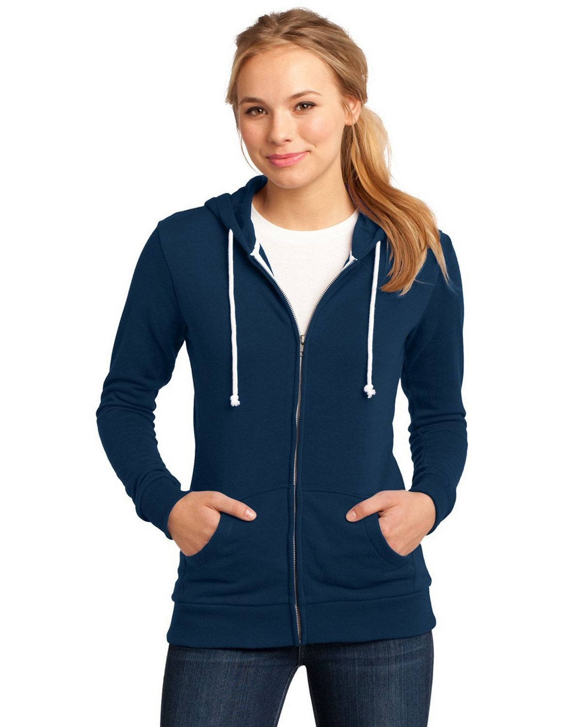 District DT290 Juniors Core Fleece Full-Zip Hoodie