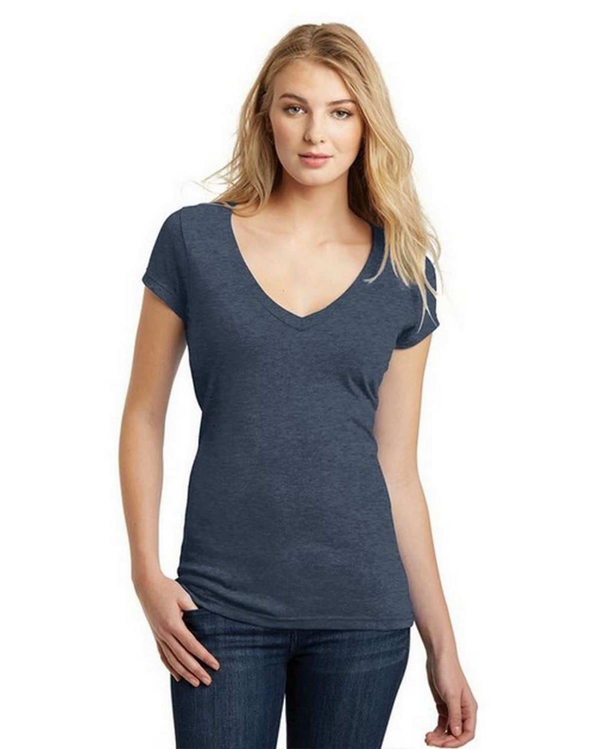 District DT6502 Juniors Very Important Deep V-Neck Tee