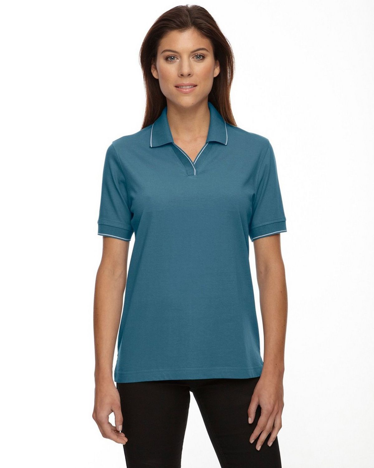 Extreme 75009 Ladies Johnny Collar Jersey Polo With Pencil Stripe