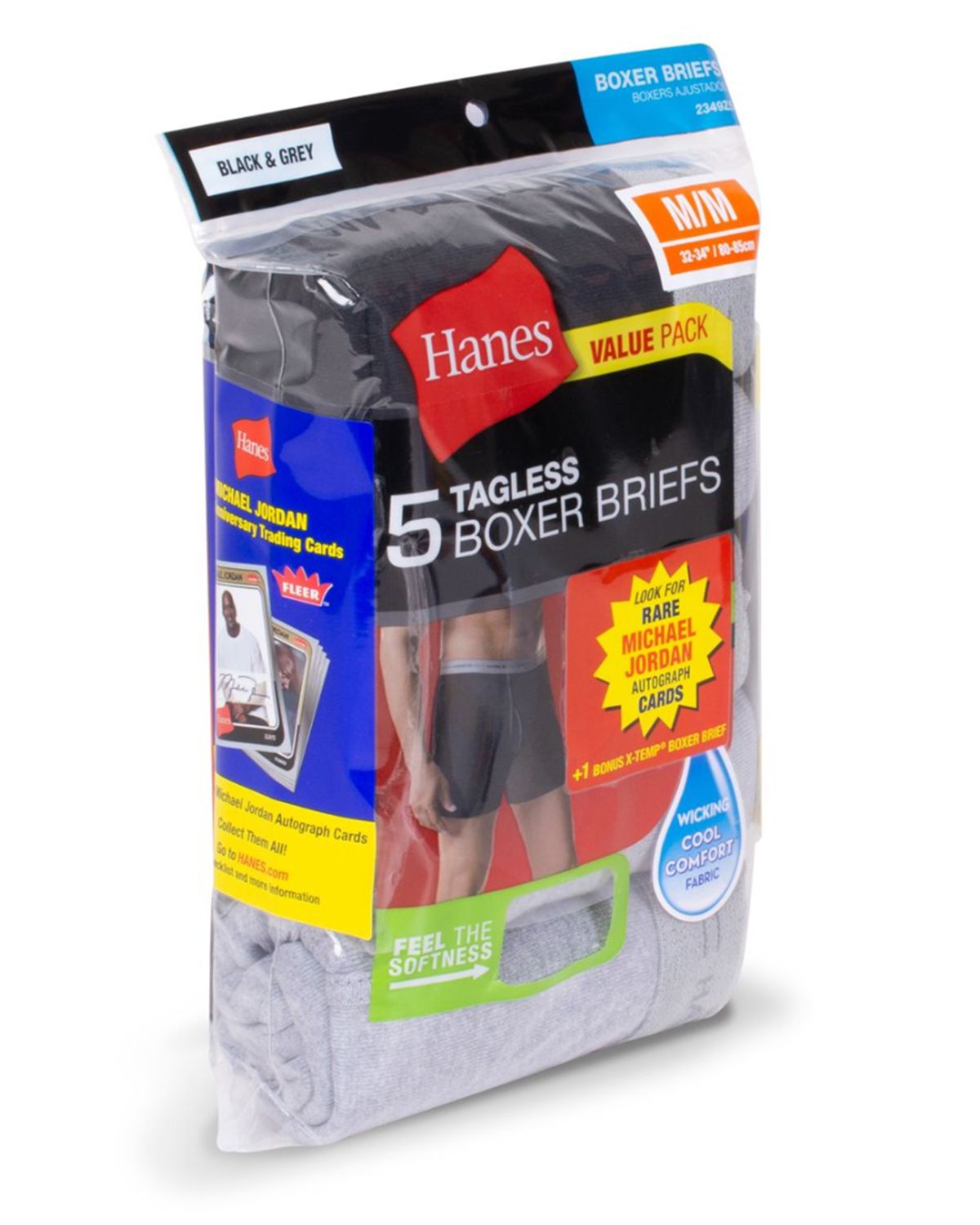 Hanes 2349E6 Michael Jordan Collectors Edition Boxer Brief Waistband 6Pack