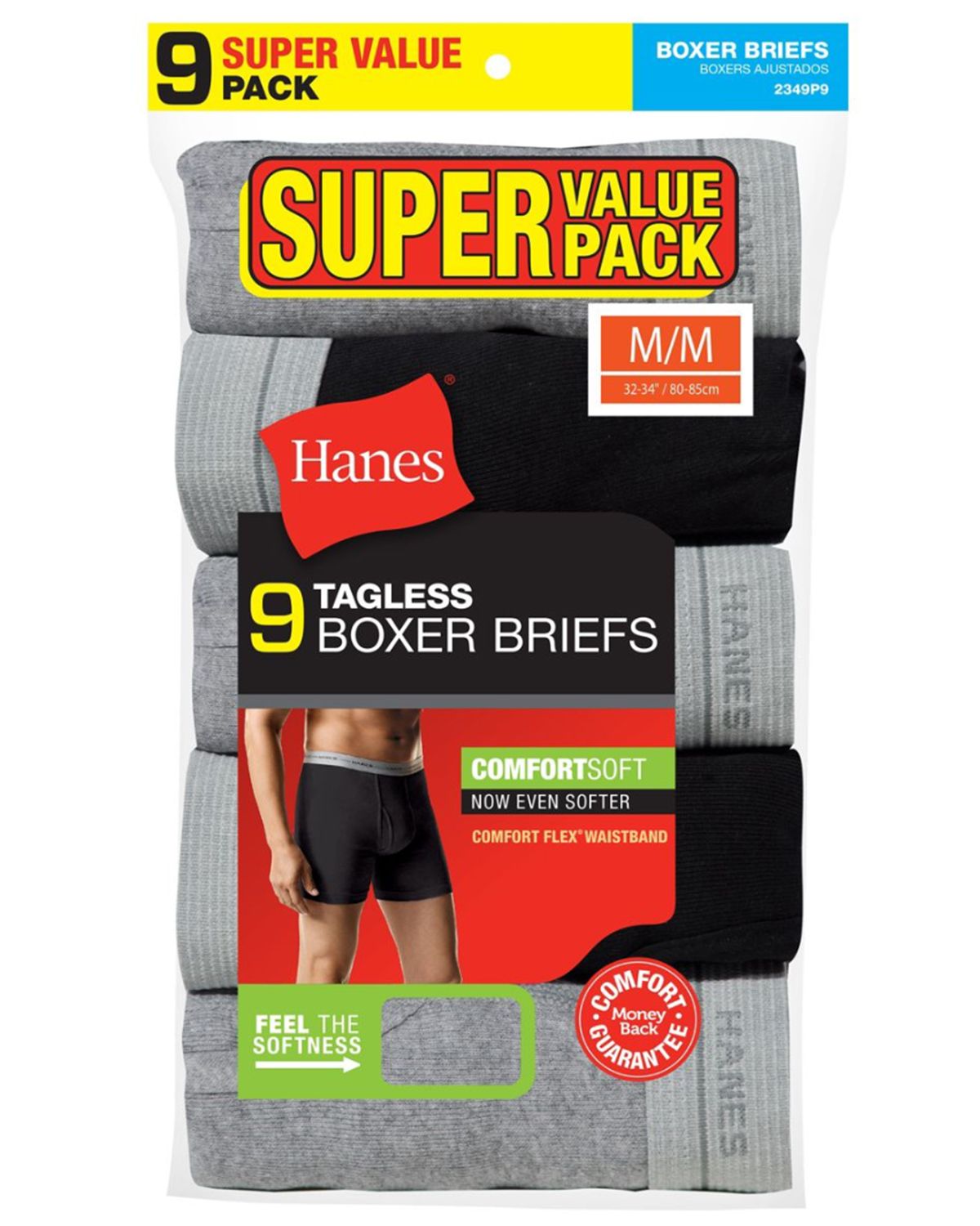 Hanes 2349P9 | Hanes 2349P9 Men's Boxer Brief Super Value Pack P9