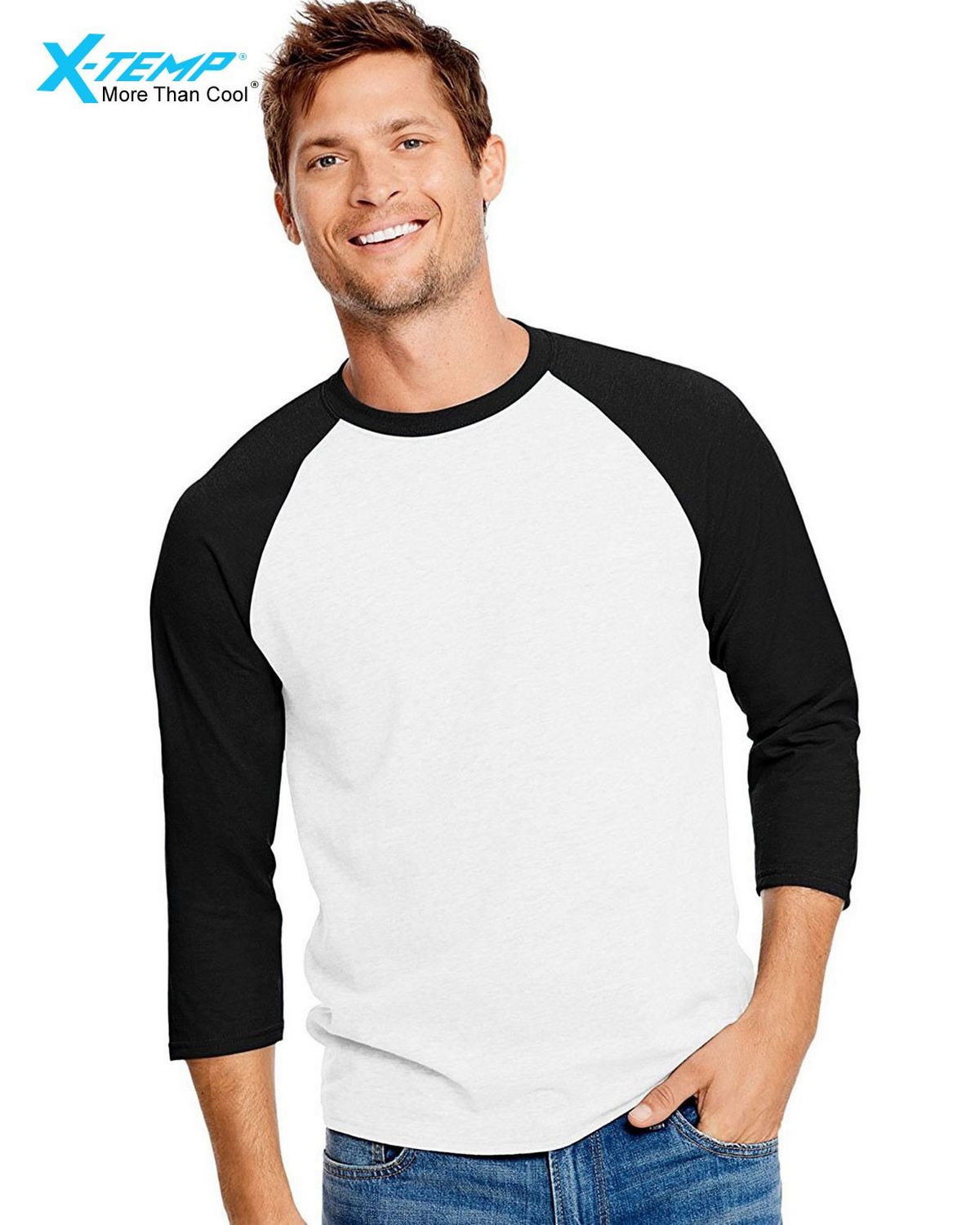 Hanes 42BA X-Temp 3/4 Sleeve Baseball Tee