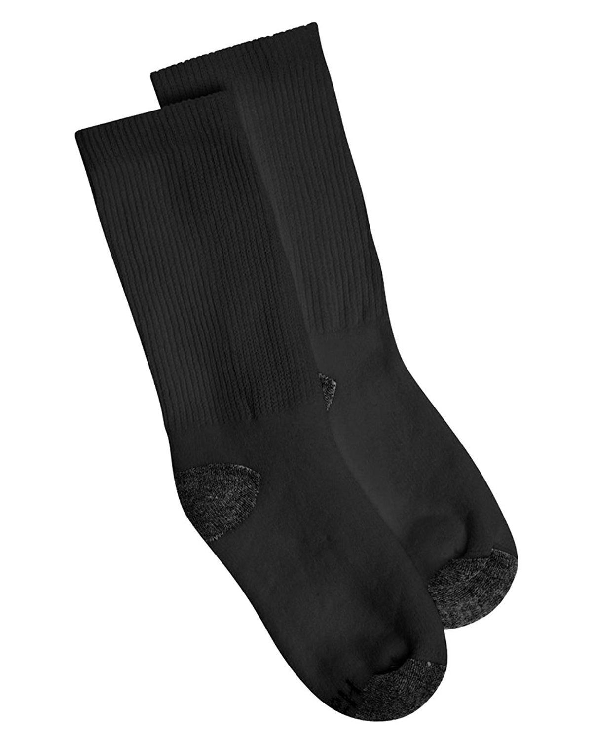 Hanes 431BP6 Boys Crew Comfortblend Black EZ Sort Socks 6Pack