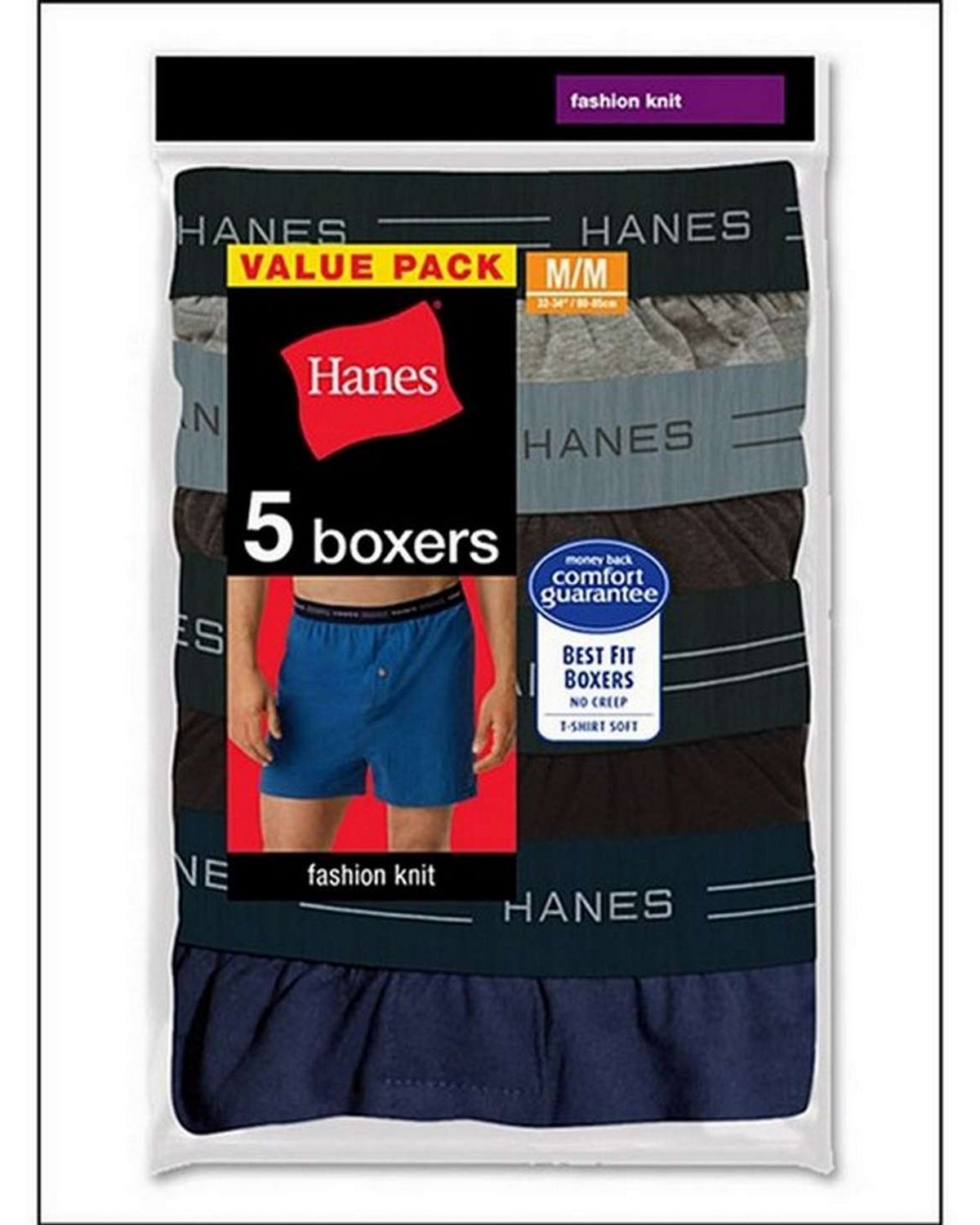 Hanes 548BX5 Mens ComfortSoft Knit Boxer with Comfort Flex Waistband ...