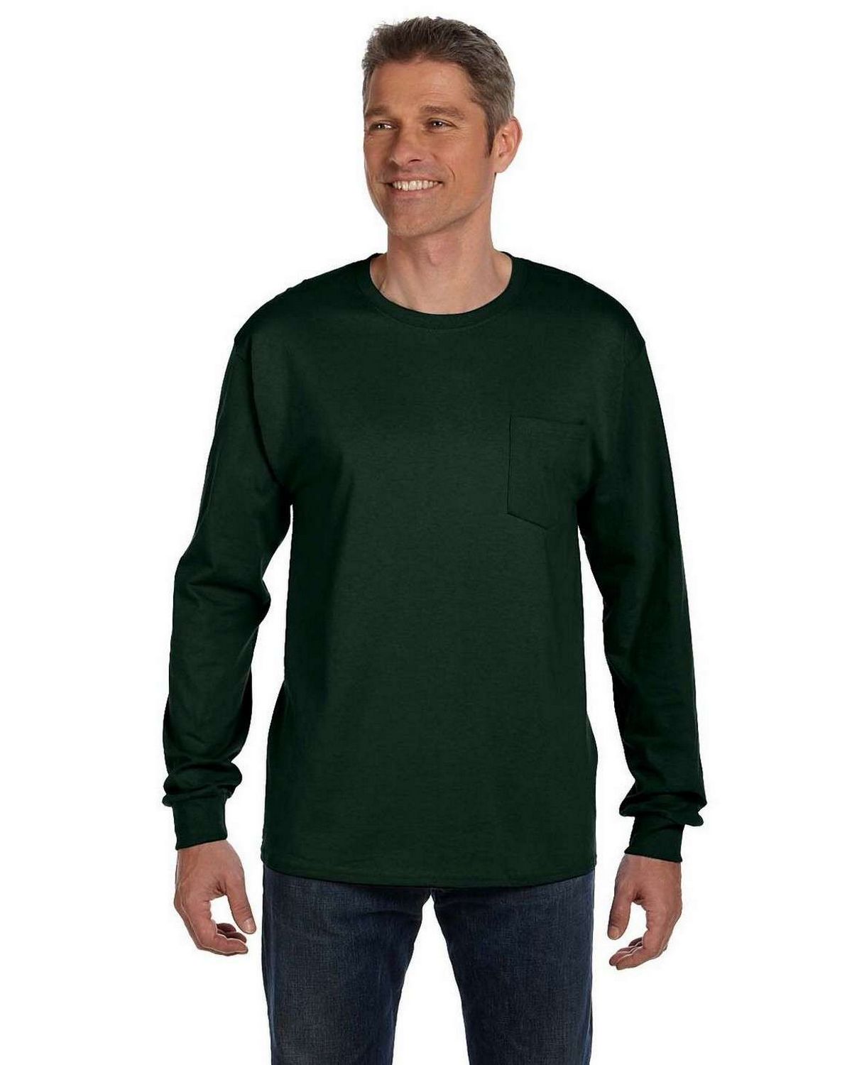 Hanes 5596 tagless long 2025 sleeve t-shirt with a pocket