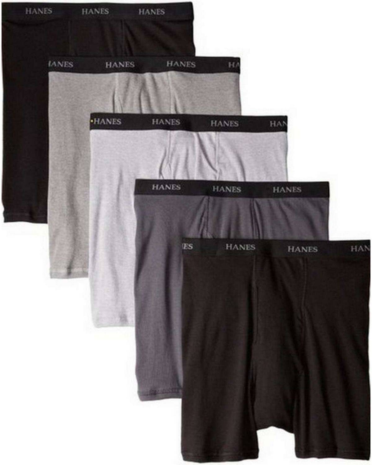 Hanes 76925p Classics Mens Tagless No Ride Up Boxer Briefs Pack Of 5 5617